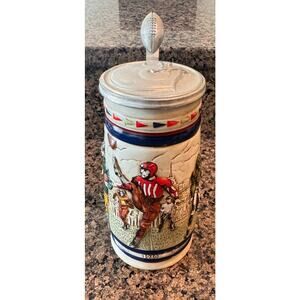Vtg 1983 Avon Collectibles Lidded Beer Stein Football 1900-1980 Ceramarte